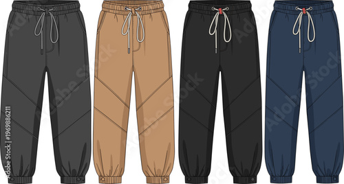 Fashionable Jogger Pants Design Collection for Apparel Design and Streetwear Trends, Featuring a Modern Silhouette and Versatile Color Palette