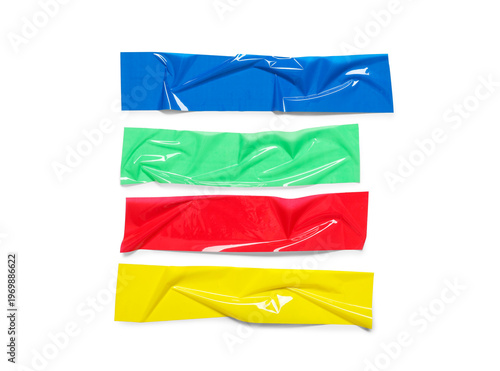 Crumpled strips of differen...