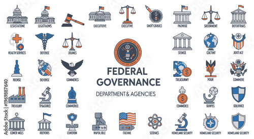 Federal Governance Department Logos Icons.