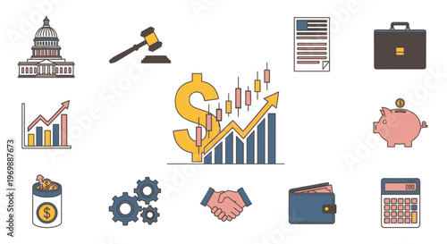 Business finance economy icons set.