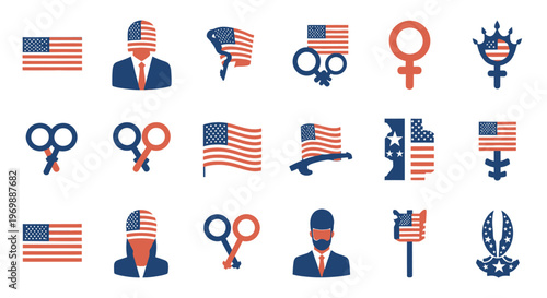 American political equality symbols icons.