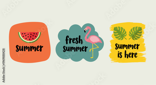 Happy summer labels vector illustration