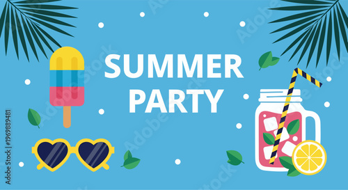 A vector illustration banner for a summer holiday party poster