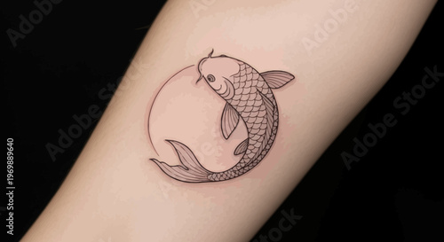 Minimalist Koi Fish Tattoo Design on Skin
