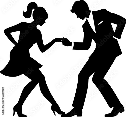 Swing dance couple silhouette