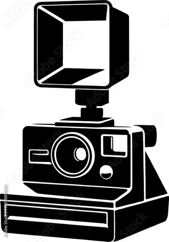 Vintage instant camera silhouette