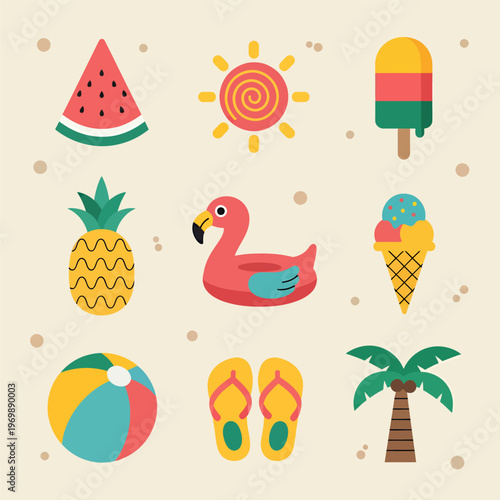 Summer elements decoration, vector illustration