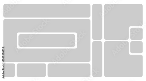 Canvastavla Geometric shapes bento grid template, Bento box style layout with modern frame