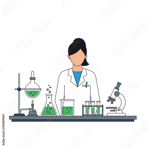 Scientist Working in Laboratory with Equipment and Experiments