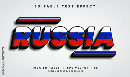 russia 3d vector text effect with modern style