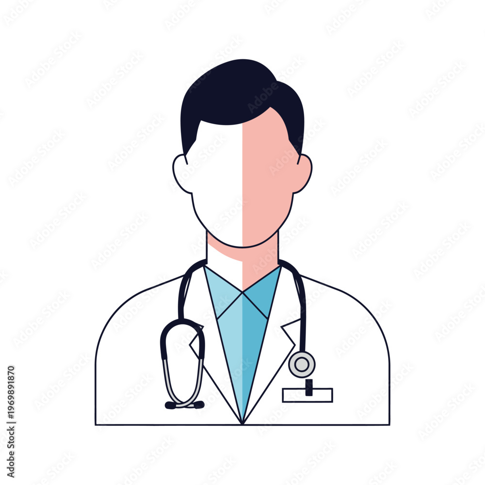 Fototapeta premium Doctor with Stethoscope, Medical Professional Avatar Illustration