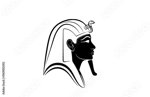 Minimalist King Tutankhamun Profile Silhouette Sticker, Quiet Luxury Pharaonic Headdress Vector, Modern Ancient Egyptian King Icon
