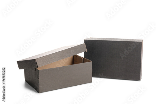 Grey shoeboxes isolated on ...