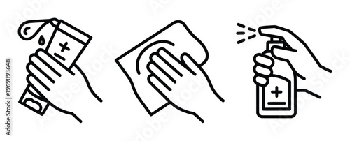 Hand hygiene sanitizing, wiping, and spraying