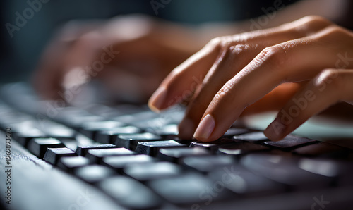 woman hands typing on a keyboard