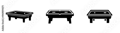 Vintage Billiards: Silhouette of a Rectangular Pool Table with Four Balls