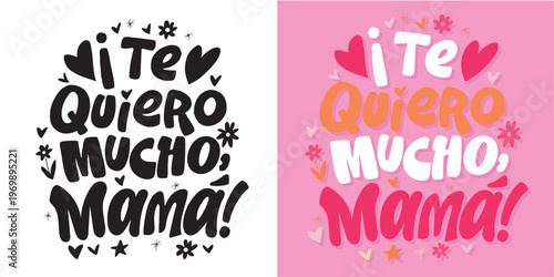 Happy Mother's Day in spanish - cute trendy hand dtawm doodle lettering print. T-shirt design, mug print, sticker.