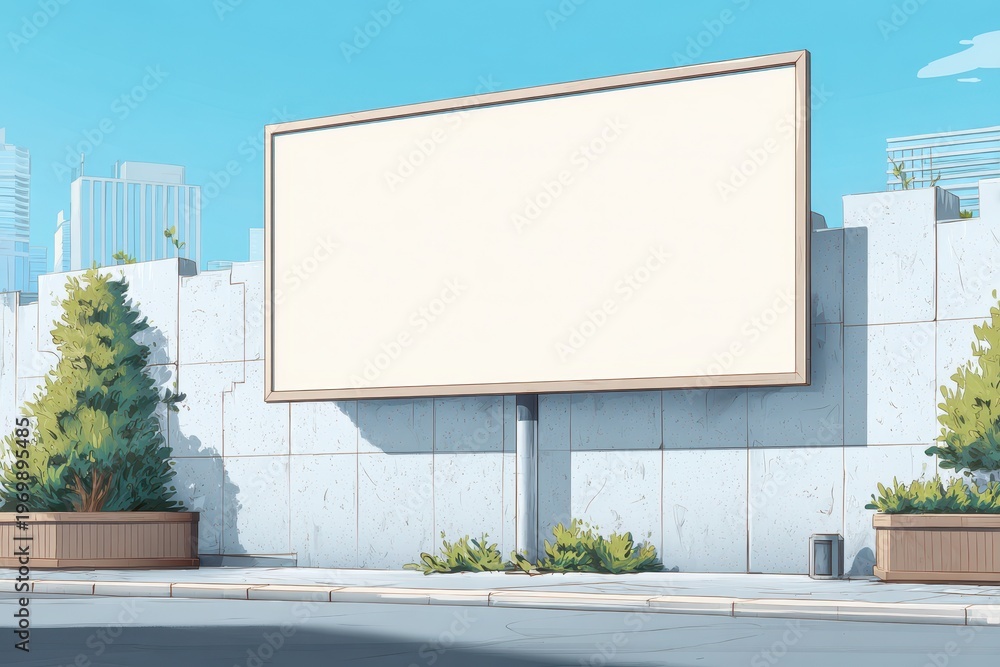 Fototapeta premium City billboard frame for logos and messages in digital illustration