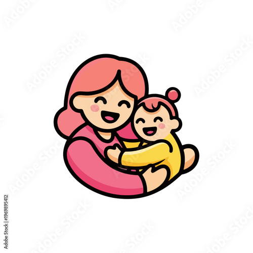 Loving mother holding her happy baby in an embrace, illustrating the bond and joy of parenthood and family love