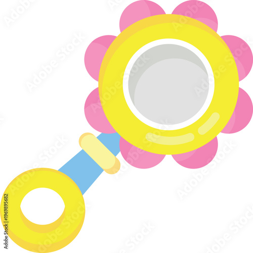 A close-up of a magnifying glass with a vibrant flower on it, highlighting the beauty of nature through magnification.