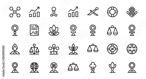 Business and Finance Line Icons Set. Investment, Growth