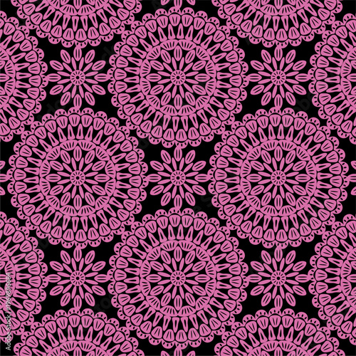 Pattern with crochet granny square wallpaper handmade decorative art design print	
