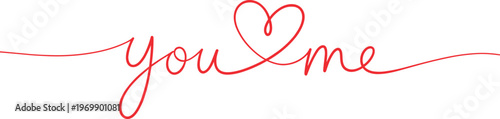 You love me red heart handwritten text