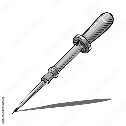 Vintage Awl Tool with Textured Handle for Crafting and Leatherwork