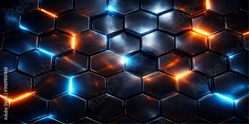 Abstract blue geometric background featuring a seamless 3d honeycomb texture with hexagonal grid cells in a modern vector design for a sleek technology wallpaper backdrop