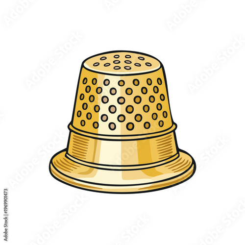 Golden Thimble Sewing Tool Protective Finger Cap for Tailoring and Crafting