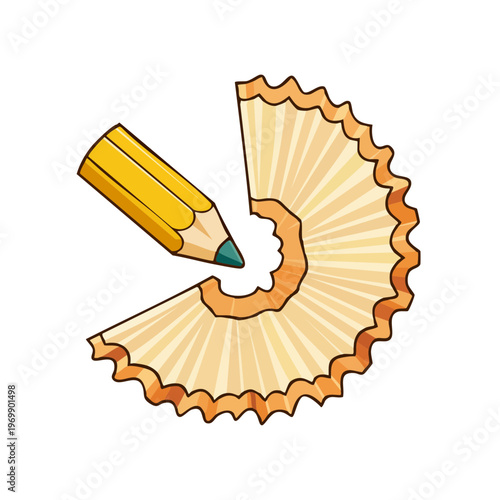 Yellow Pencil Sharpening Spiral Wood Shaving Artistic Creative Process