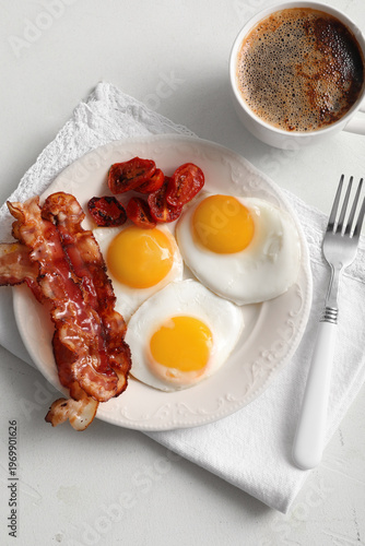 Plate with tasty fried eggs...