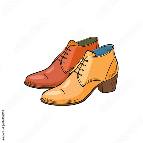 Stylish Ankle Boots Two Tone Fashion Footwear Illustration