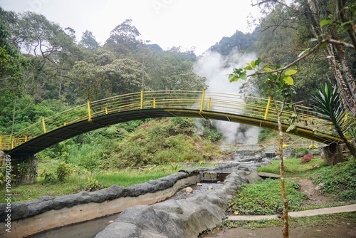 Wallpaper Mural Steam rising from a water source in a natural environment with dense trees, concept of geothermal activity and natural beauty. Torontodigital.ca