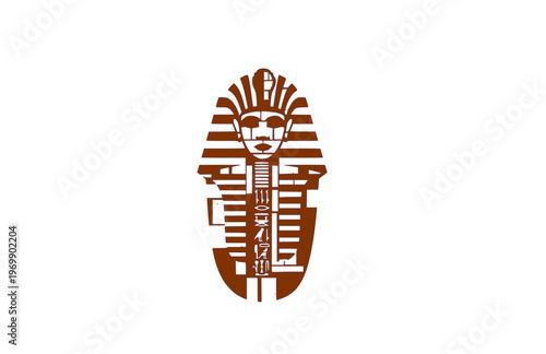Brutalist Bold King Tutankhamun Cartouche Silhouette, Heavy Geometric Hieroglyphic Vector, Minimalist Architectural Pharaonic Icon