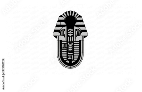 Brutalist Bold King Tutankhamun Cartouche Silhouette, Heavy Geometric Hieroglyphic Vector, Minimalist Architectural Pharaonic Icon