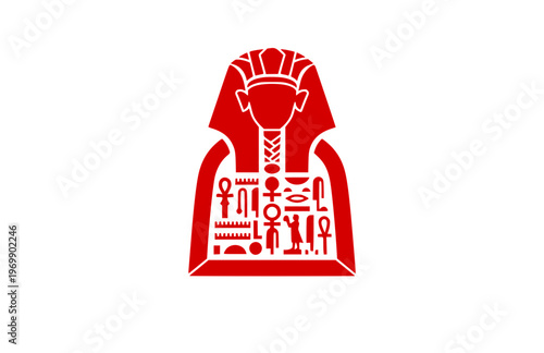 Brutalist Bold King Tutankhamun Cartouche Silhouette, Heavy Geometric Hieroglyphic Vector, Minimalist Architectural Pharaonic Icon