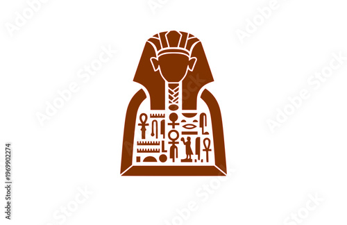 Brutalist Bold King Tutankhamun Cartouche Silhouette, Heavy Geometric Hieroglyphic Vector, Minimalist Architectural Pharaonic Icon