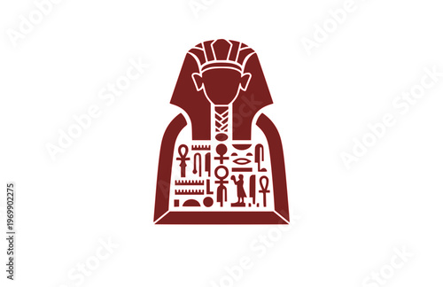 Brutalist Bold King Tutankhamun Cartouche Silhouette, Heavy Geometric Hieroglyphic Vector, Minimalist Architectural Pharaonic Icon