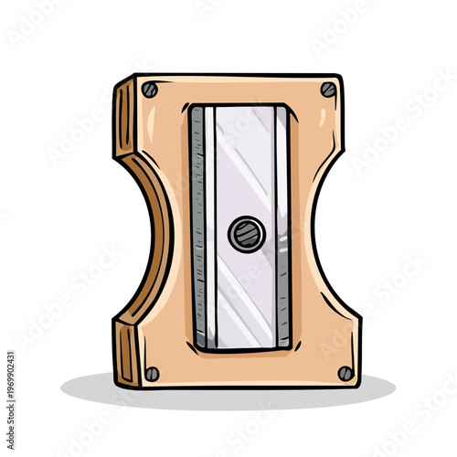 Cartoon Mechanical Pencil Sharpener with Metal Blade and Wooden Body