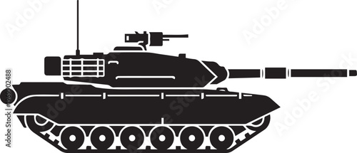 Military Battle Tank Icon Silhouette - Army Vehicle Vector