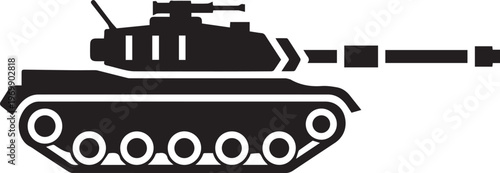 Military Battle Tank Silhouette Icon - Armored Vehicle Vector Illustration for Defense and War Concepts