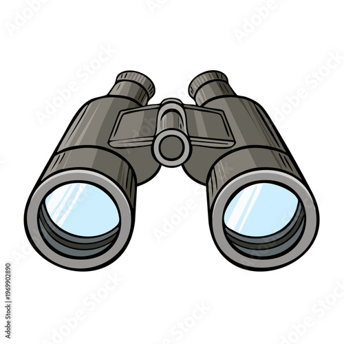 Cartoon Binoculars Magnifying Lens Optics for Exploration and Discovery