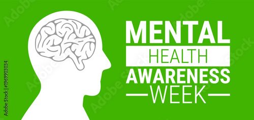 Mental Health Awareness Week background, banner, card or poster design template is observed every year during May, to raise awareness about the mission. Vector illustration.