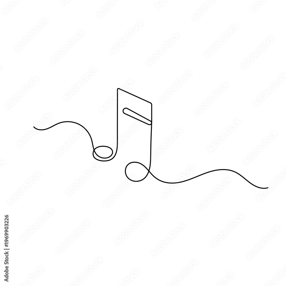 Obraz premium Music note minimalist single line art illustration on white background.