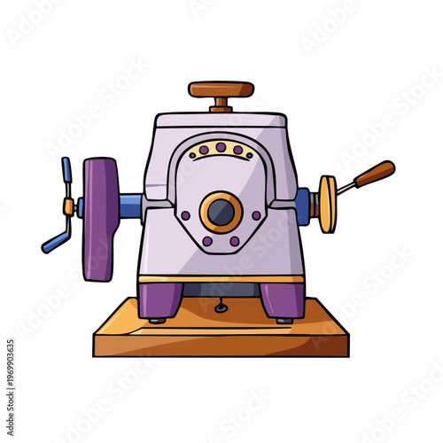 Vintage sewing machine with intricate details and hand cranks for textile creation