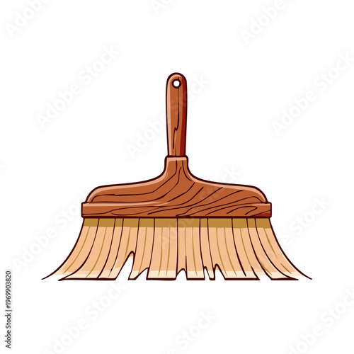 Handheld wooden cleaning brush with natural bristles for sweeping and dusting tasks