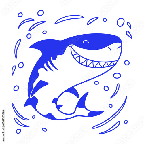 Smiling Shark Cartoon Doodle Illustration