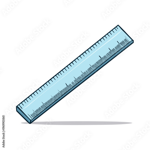 Blue ruler with inch and centimeter markings for measuring and drawing