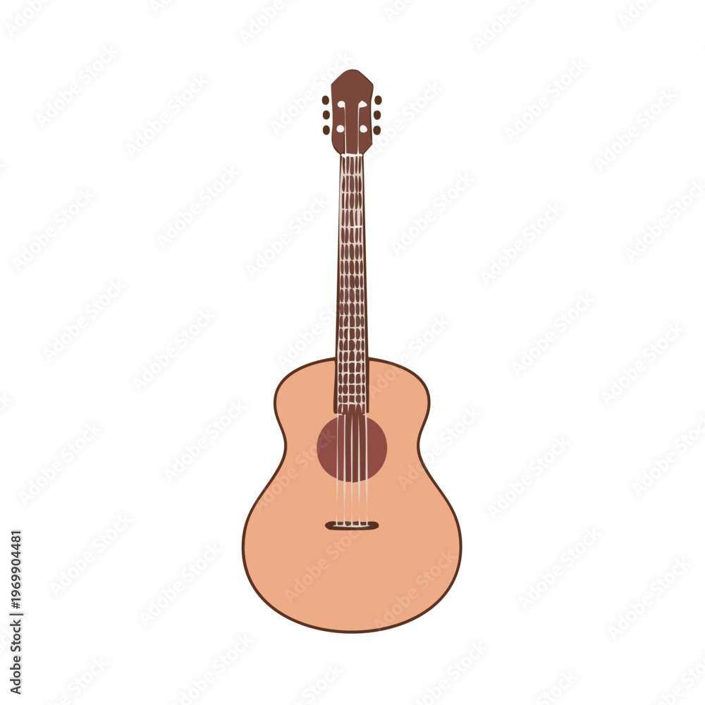 Obraz premium Acoustic guitar, classic string instrument, musical equipment, isolated vector illustration